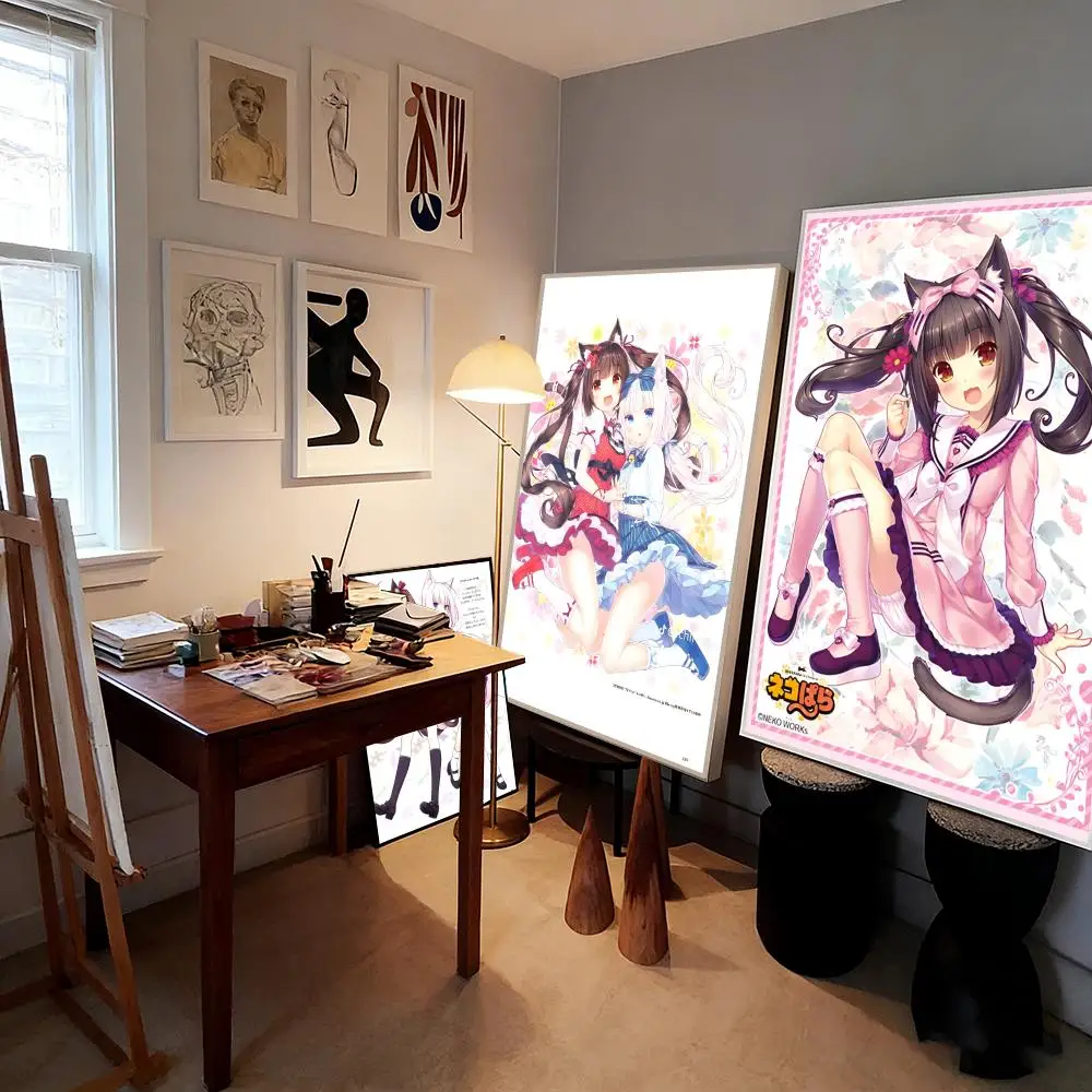 Poster Home self-adhesive waterproof wall sticker, aesthetic decor for living room, bedroom and bar A-Nekopara