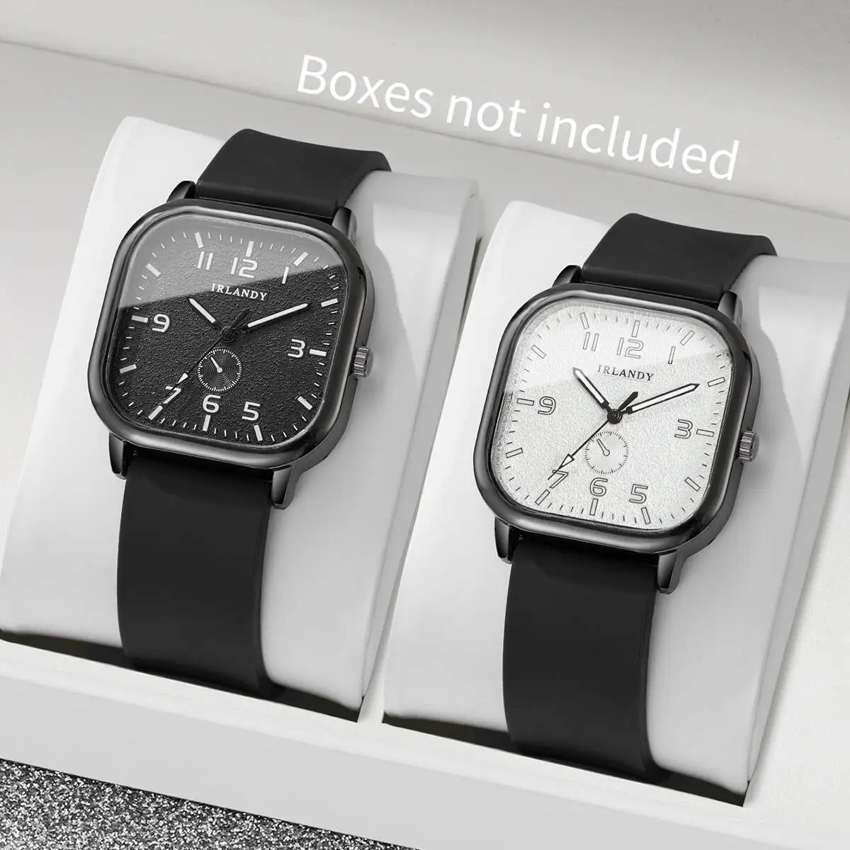 2PCS Fashion Square Women Watches Set Casual Silicone Band Quartz Watches For Men Women Students Reloj Mujer（Without Box）
