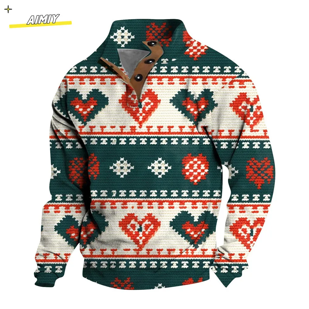 Christmas Sweaters Vintage Hoodless For Men Oversized Men ‘S Clothing Casual Sweatshirt Long Sleeve Tees Retro Pullover Tops