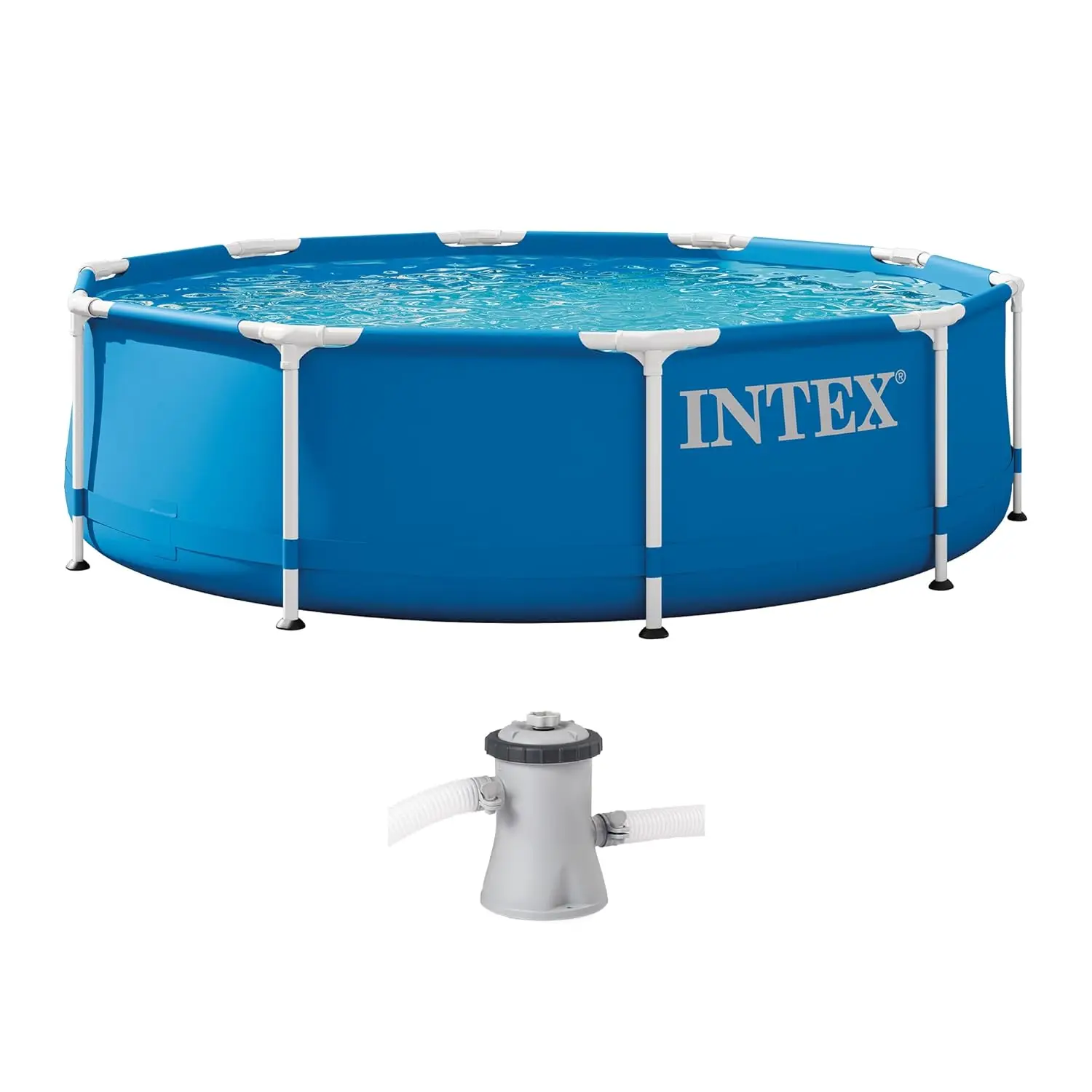 Metal Frame 10 ft x 30 in Above Ground Pool Set, Round Swimming Pool with Steel Frame, 330 GPH Cartridge Filter Pump,, Custom