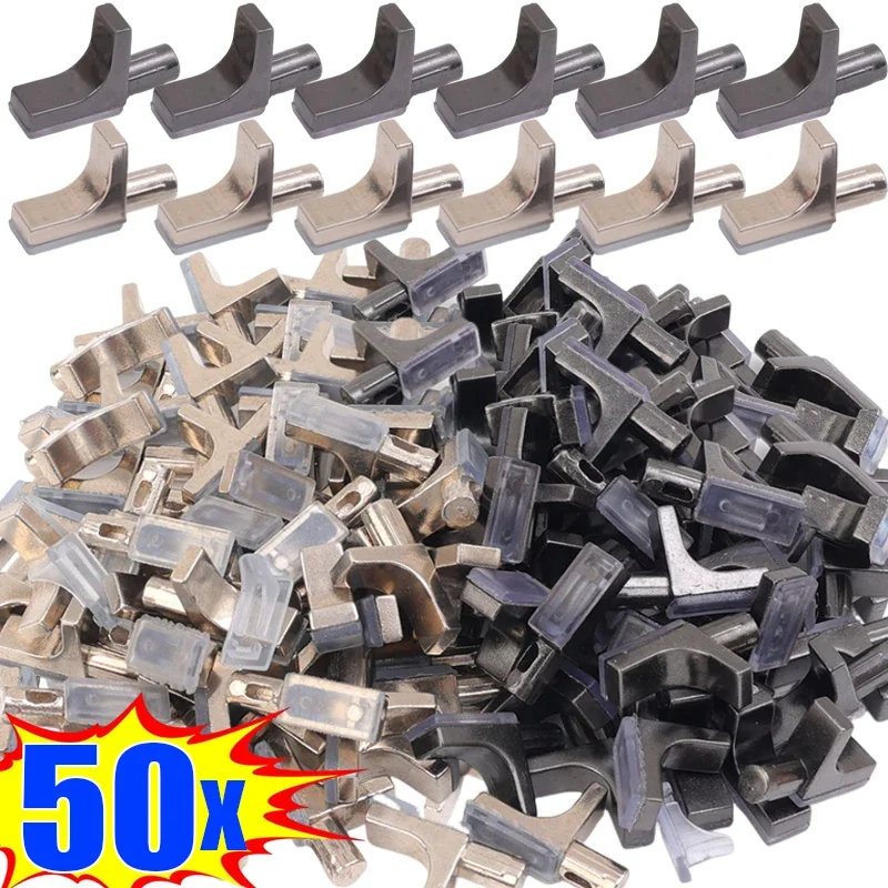 Prateleira Suporte Stud Peg para Roupeiros Partição, Alloy Holder for Cabinet Glass Furniture, Shelf Bracket Hardware, 50 Pcs, 10Pcs