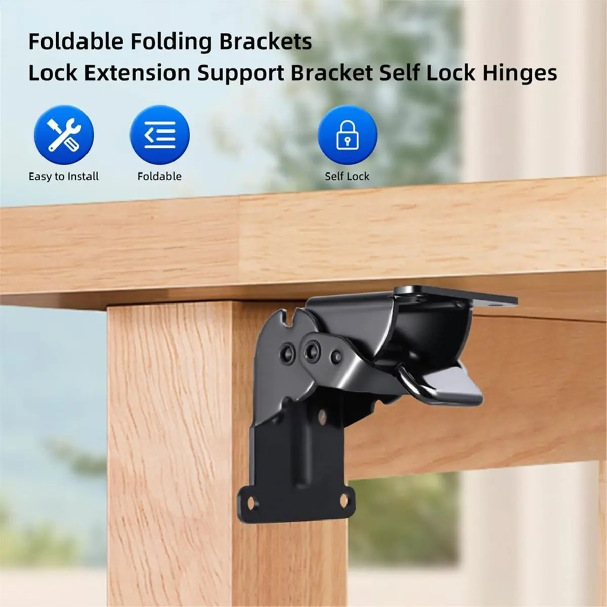 8 Pack Folding Brackets, Heavy-Duty Self-Locking Hinges with Screws, Foldable Lock Extension Support Brackets