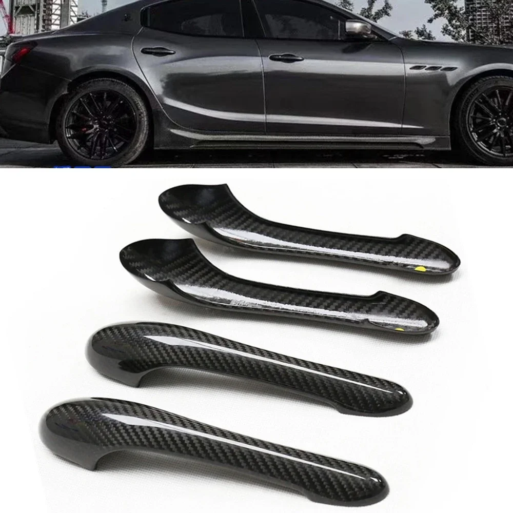 New! Car Exterior Door Handle Cover Trim For Maserati GranTurismo S MC GT GTS 2008-2017 4-Door 2008-2017 Real Carbon Fiber Shell