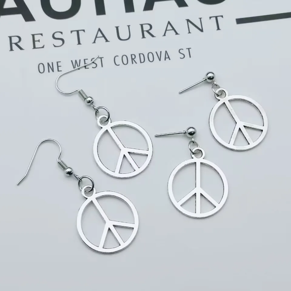 Peace Mark Women's Earrings Peace Symbol Pendant Necklace Retro Punk Anti War Women Hip Hop Punk Jewelry Gift