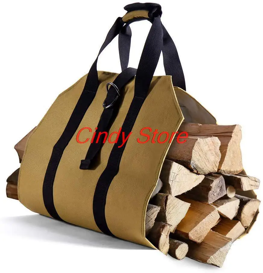 

1PC Firewood Storage Bag Canvas Outdoor Camping Wood Log Carrier Match Bag Package Outdoor Tote Home Kitchen Supplies