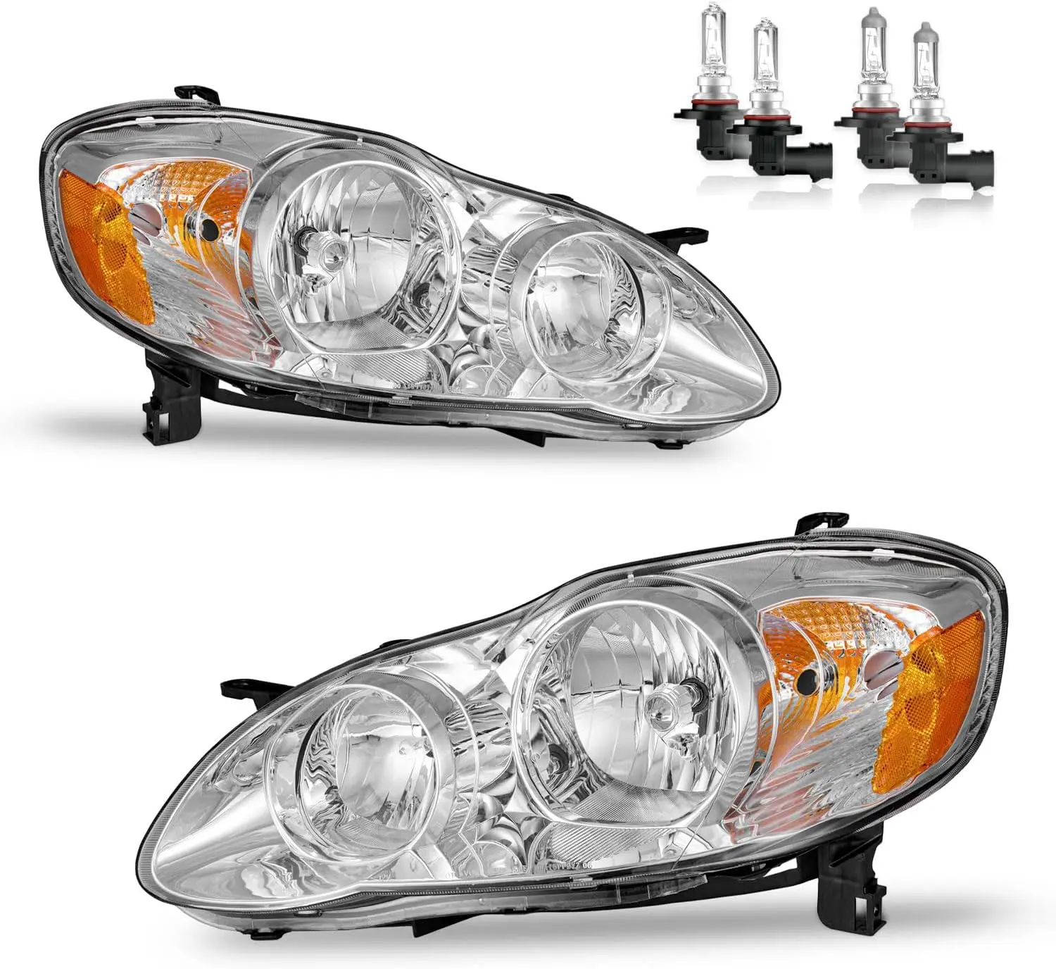 

Headlights Assembly W/Bulbs for 2003 2004 2005 2006 2007 2008 Toyota Corolla Headlamp Replacement Driver & Passenger Side