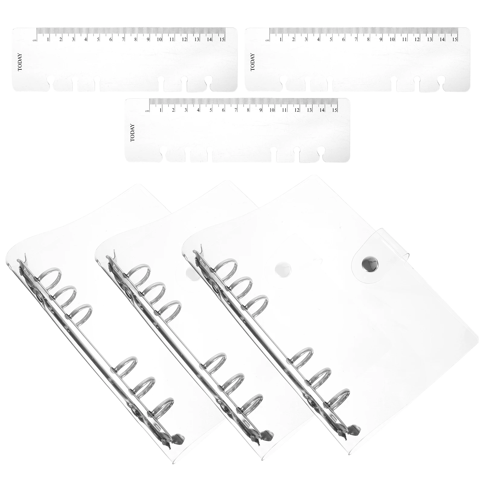 

3pcs Clear Pvc Binder Cover Loose-Leaf Notebook Shell Anti-Slip Easy Clean Document Folder Organizer For School Travel