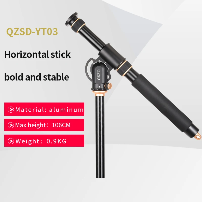 YT03 Horizontal Bar Camera Tripod Mount Tripod Rotatable Extendable Multi-Angle Center Column Rod Cross Arm for Tripod Monopod