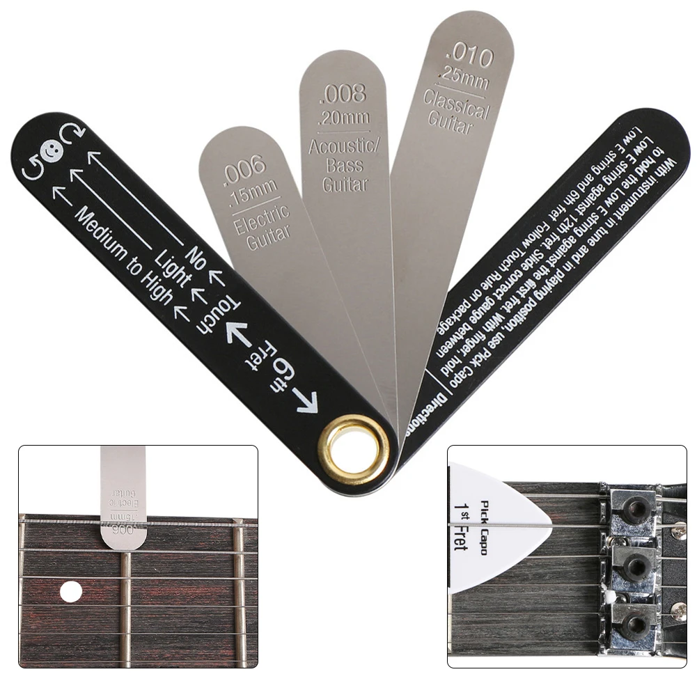 Guitar Adjustment Tool Measuring Ruler Stainless Steel Construction for versatile Measurements For Classical Guitar Silver