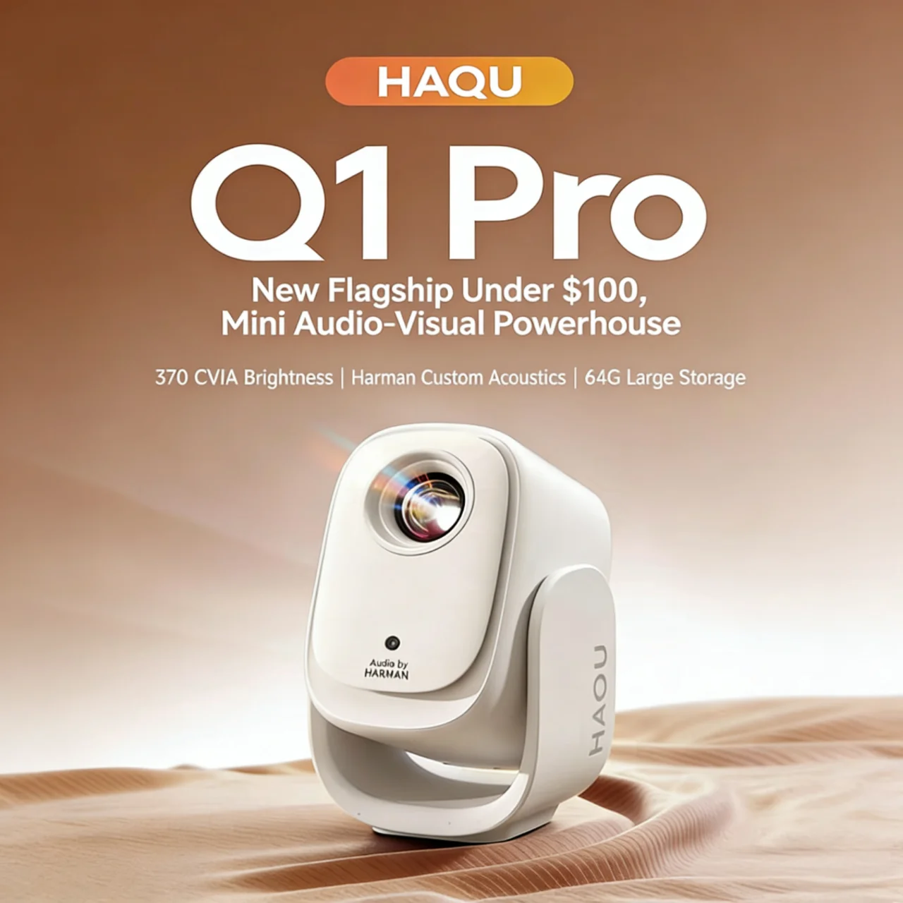 

Интеллектуальный проектор HAQU Q1 Pro с поддержкой True 1080P HD, настройкой Harman, яркостью 370 CVIA люмен, портативный, с функцией PTZ, низким уровнем синего света, для домашнего кинотеатра