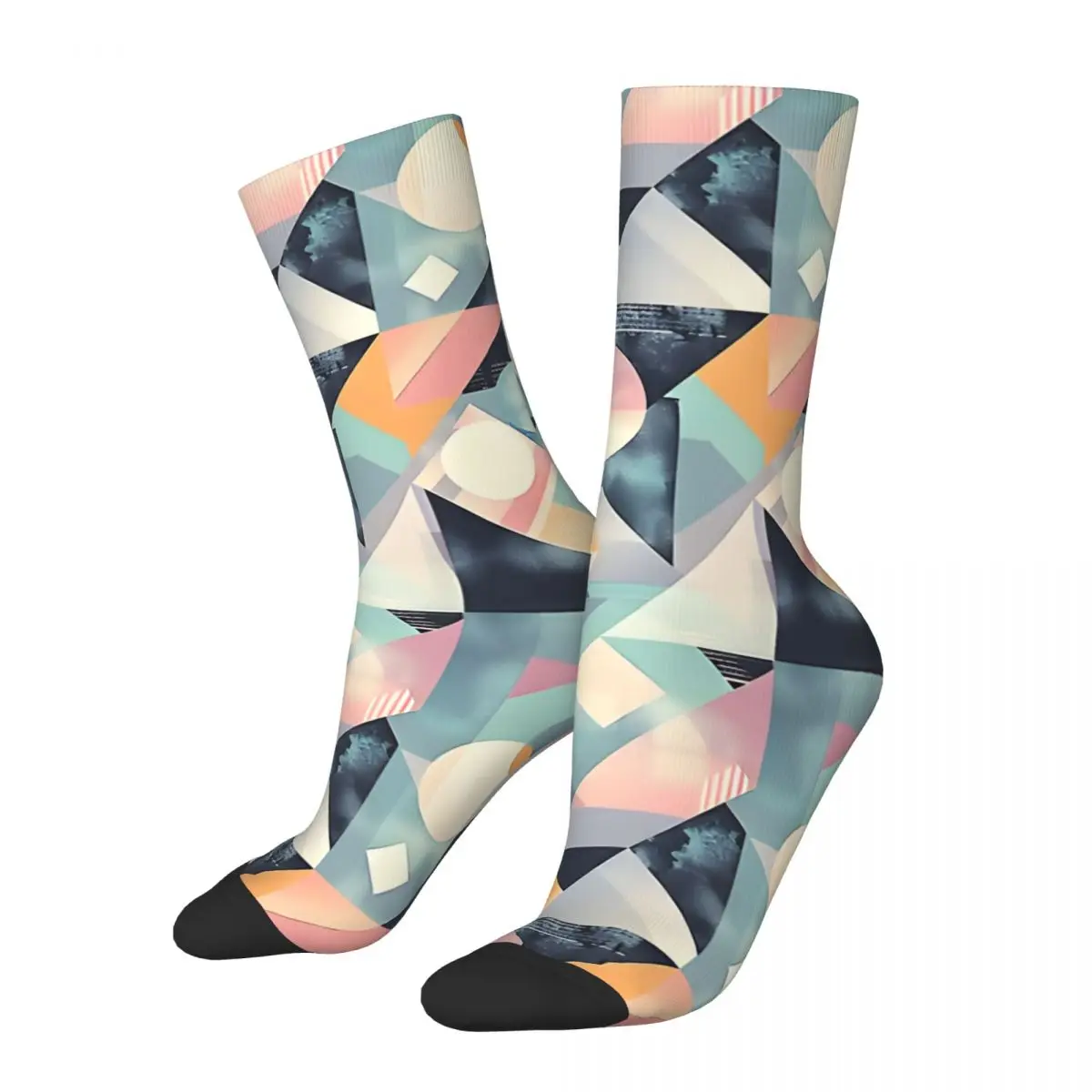 Retro Abstract Geometric Shapes Seamless Pattren 5 Men's compression Socks Unisex Harajuku Seamless Printed Novelty Crew Sock