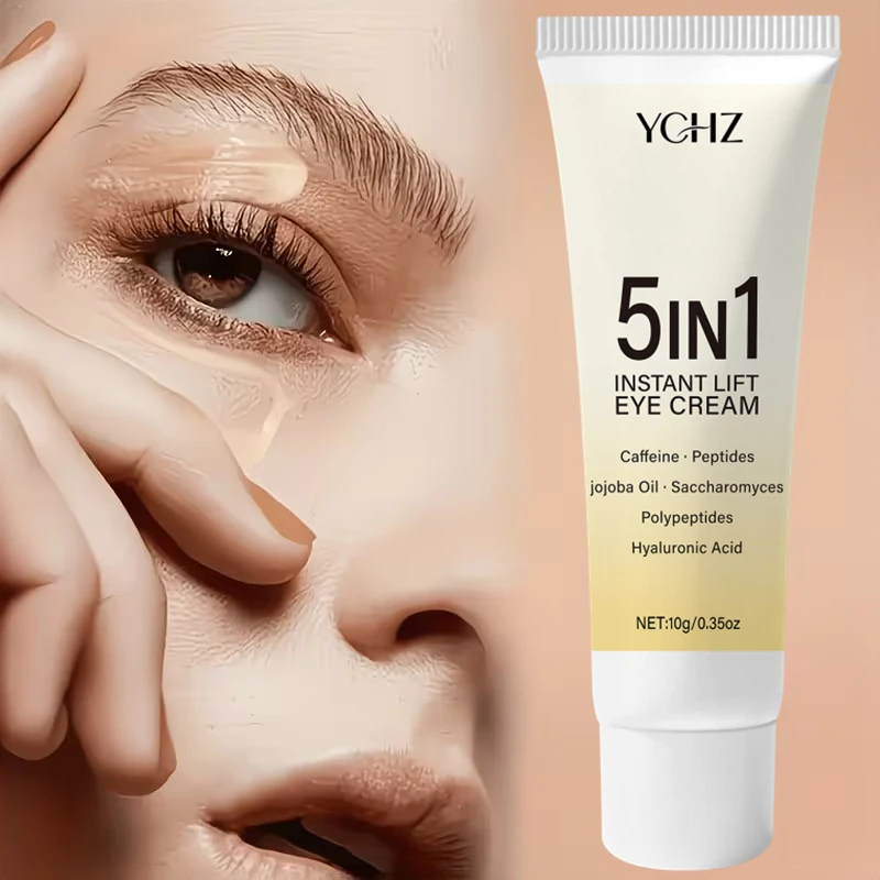 Five-In-One Instant Firming Eye Cream, Containing Caffeine, Jojoba Oil, Hyaluronic Acid, Polyphenols, Peptides, Etc. — Firming Eye Bags, Deeply Moisturizing the Eye Area, Suitable for Both Men and Women