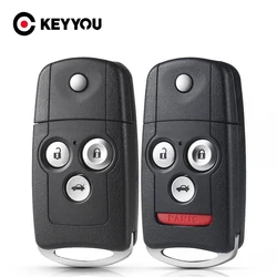 KEYYOU 3/4 pulsanti Flip Car Remote Key Shell Fob adatto per Honda Acura Civic Accord Jazz CRV HRV sostituzione custodia chiave