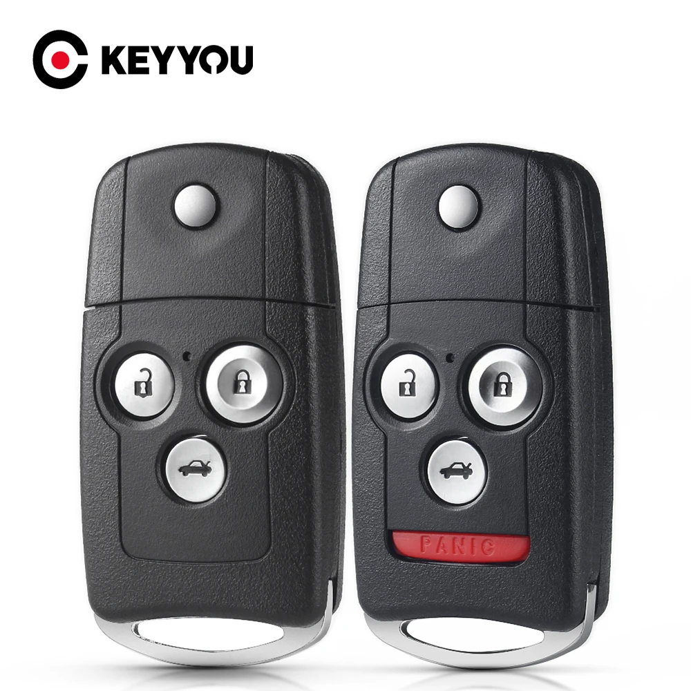 KEYYOU 3/4 Buttons Flip Car Remote Key Shell Fob Fit For Honda Acura Civic Accord Jazz CRV HRV Key Case Housing Replacement