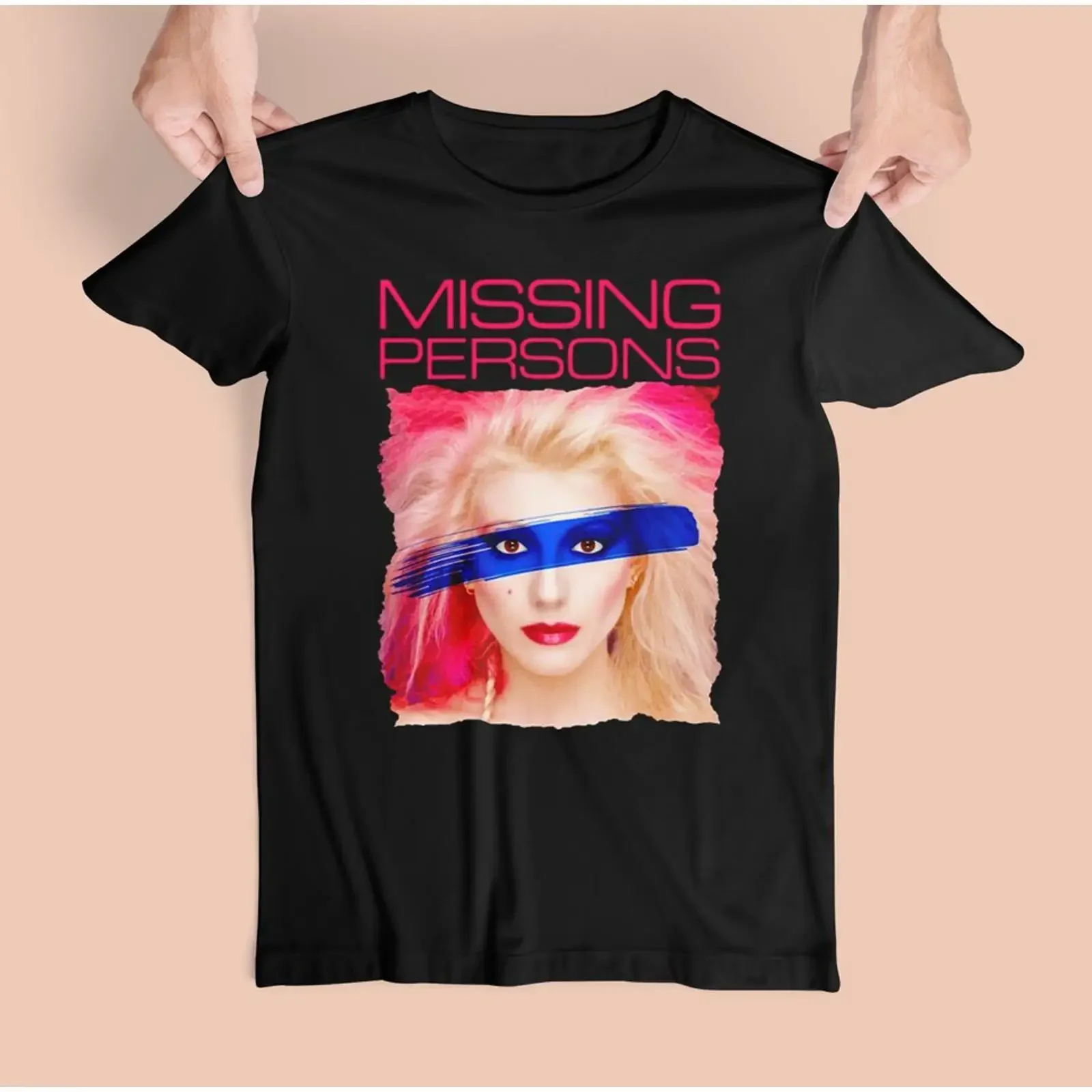Missing Persons Band Cotton Black T Shirt vintage Washed designer clothes streetwear fashion Slightly Comfortable Stretched