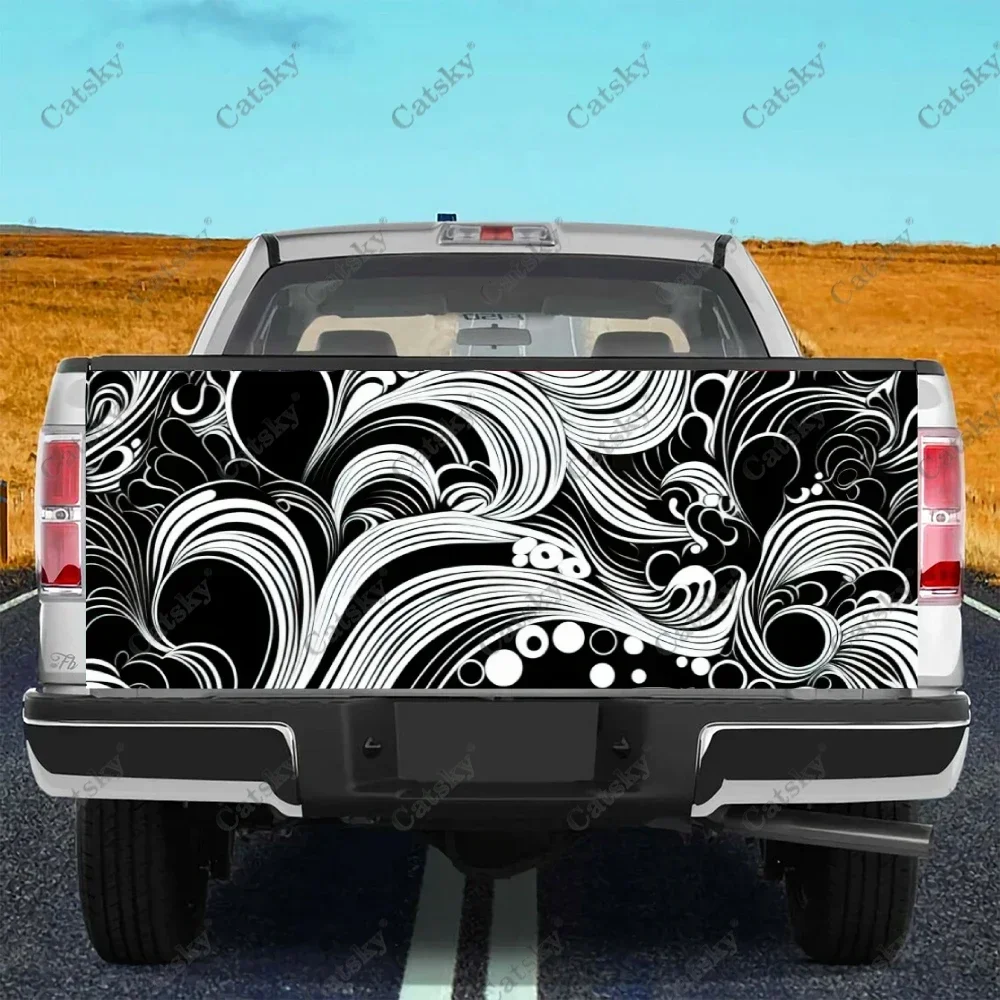 Curves Swirl Tattoo Design Car Truck Tailgate Wrap Professional Grade Material Universal Fit for Full Size Trucks Weatherproof