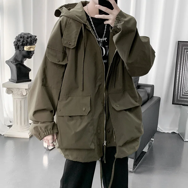 Japan Style Autumn Winter Cargo Jacket Men Muti-Pockets High Quality Hooded Zipper Jackets Streetwear Outdoor Jacktes Men