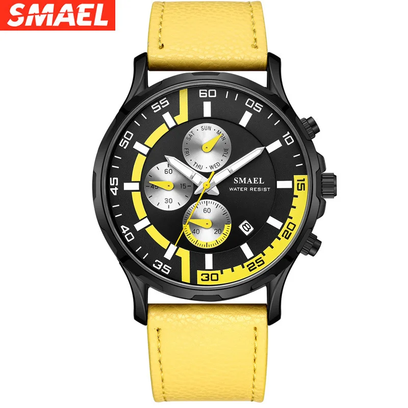 Smael Trendy Waterproof Multifunctional Quartz Watch Business Simplicity Calendar Men's Watch Belt Watch