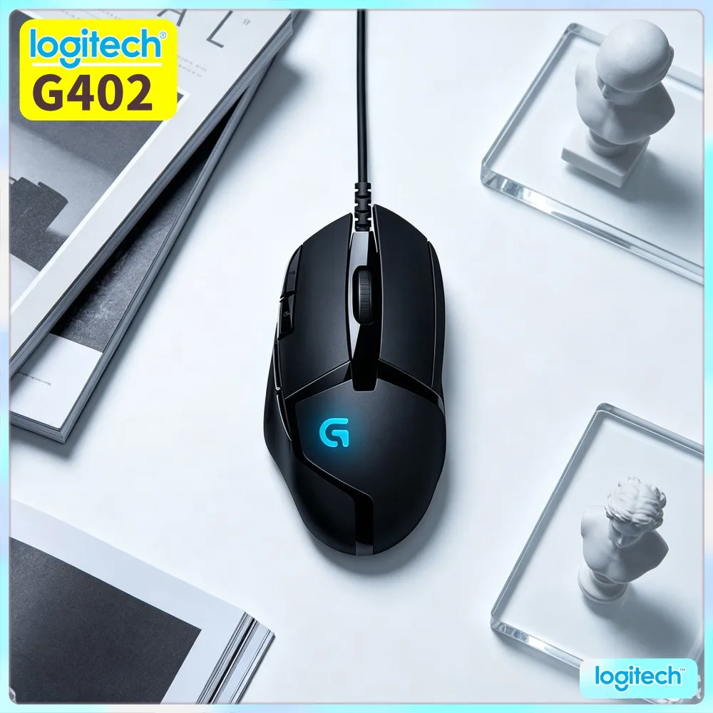 Logitech G402 Wired Mouse 500 IPS Tracking 4 DPI Levels 8 Custom Buttons Anti-Slip Grips 1Ms Response For PC Gaming