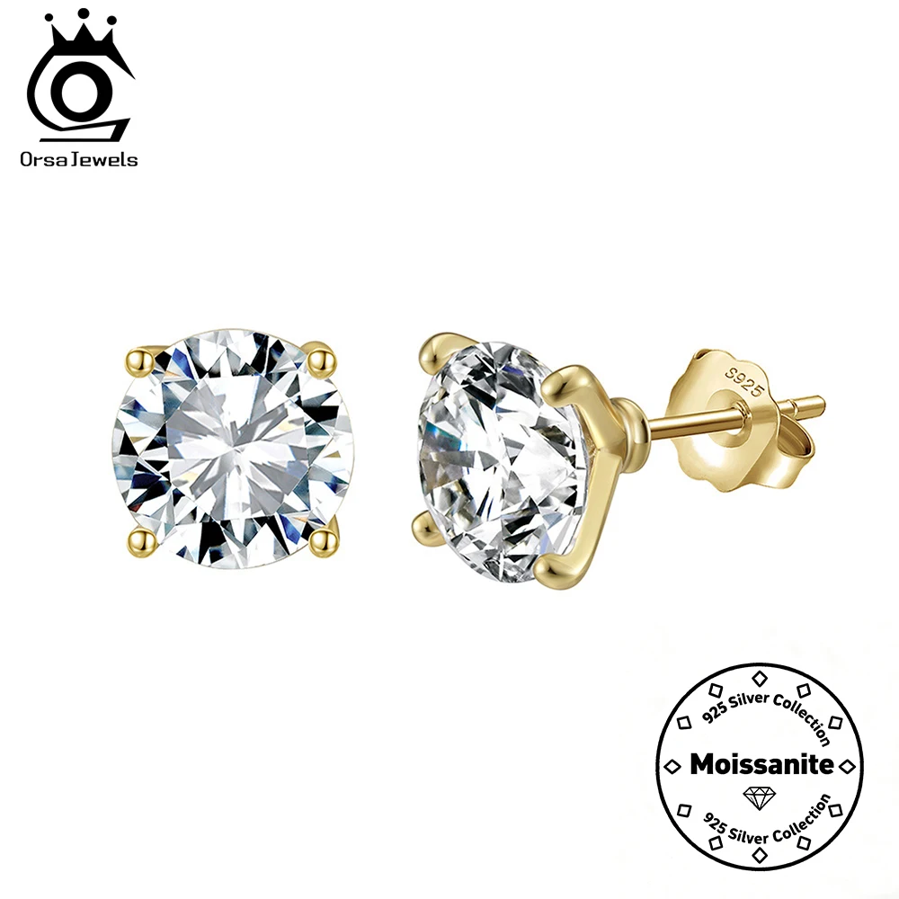 

ORSA JEWELS Серьги-гвоздики с настоящим муассанитом и бриллиантами 0,5-4 карата, серебряные серьги-гвоздики 925 пробы, ювелирные изделия с сертификатом GRA, подарок SMOE04