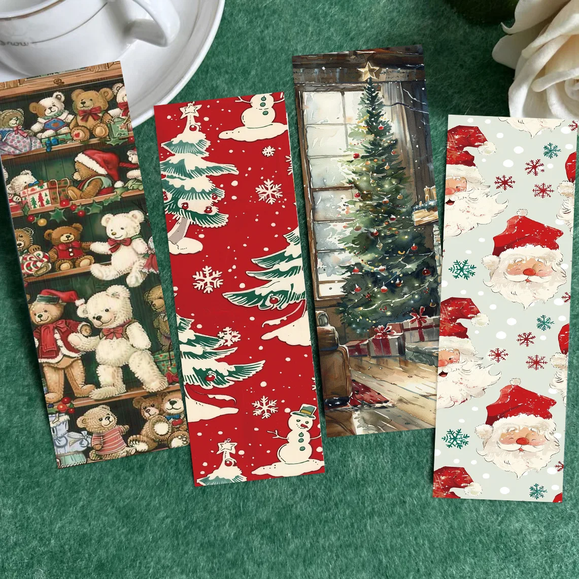 30 قطعة بطاقات مرجعية لعيد الميلاد زينة موضوع العطلة مع أعلام لاصقة لمحبي الكتب ملحقات القراءة هدية ومستلزمات احتفالية