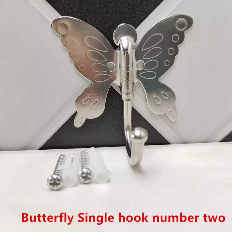 Solid rotating butterfly hook clothes hook wall hanging door behind the coat hook single creative clothes wall single hook entra