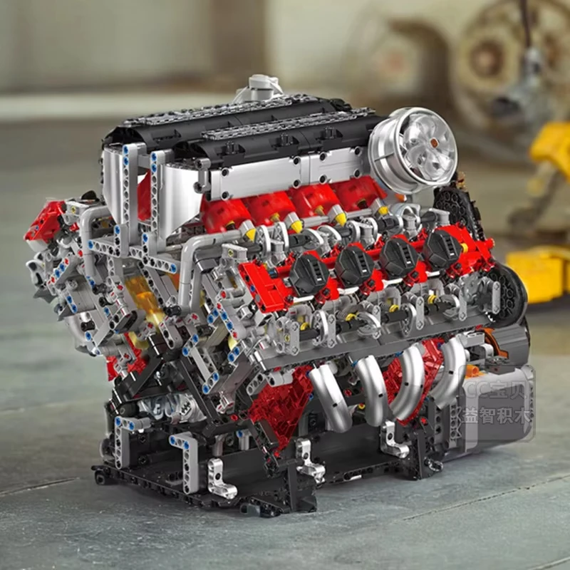 2718 pçs v8 kit modelo de motor carro técnico moc v8 motor supercar modelo montagem blocos de construção tijolo brinquedos para meninos presentes