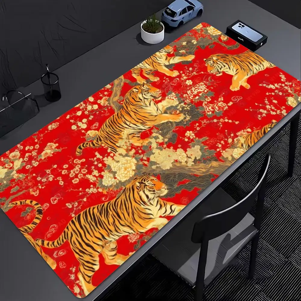 Large Size XXL Game Mousepad Vintage Wild Beast Lion Tiger Leopard Botanical Deskmat Non-Slip Rubber Gamer Keyboard Mouse Mats