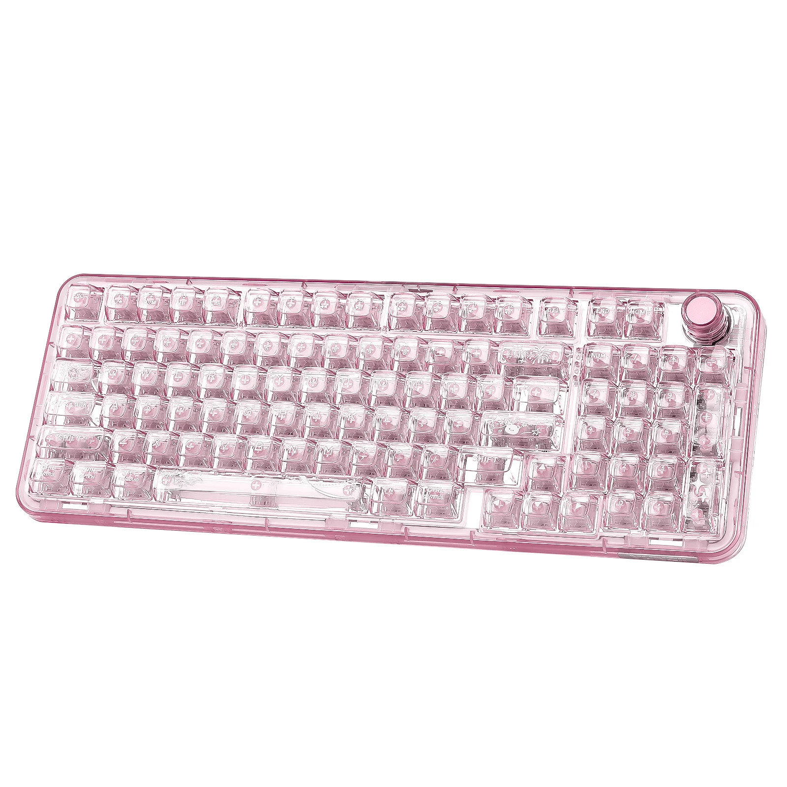 

YUNZII X98 Pink QMK/VIA Wireless Transparent RGB Keyboard, Hot-Swap Gasket Mechanical Gaming Keyboard, Pre-lubed Knob Keyboard