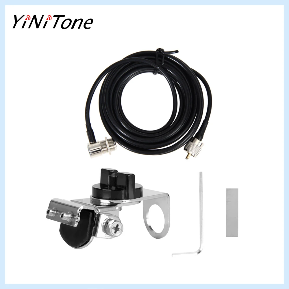 RB-20 White PL259 CB Radio Antenna Mount Universal Clip Edge 5M RG58 Cable For QYT KT-8900D