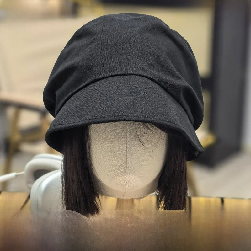 chapeau-de-pecheur-noir-casquette-d'ete-pour-femmes-protection-solaire-grande-taille-chapeau-a-bord-haut-en-coton-pour-jeunes