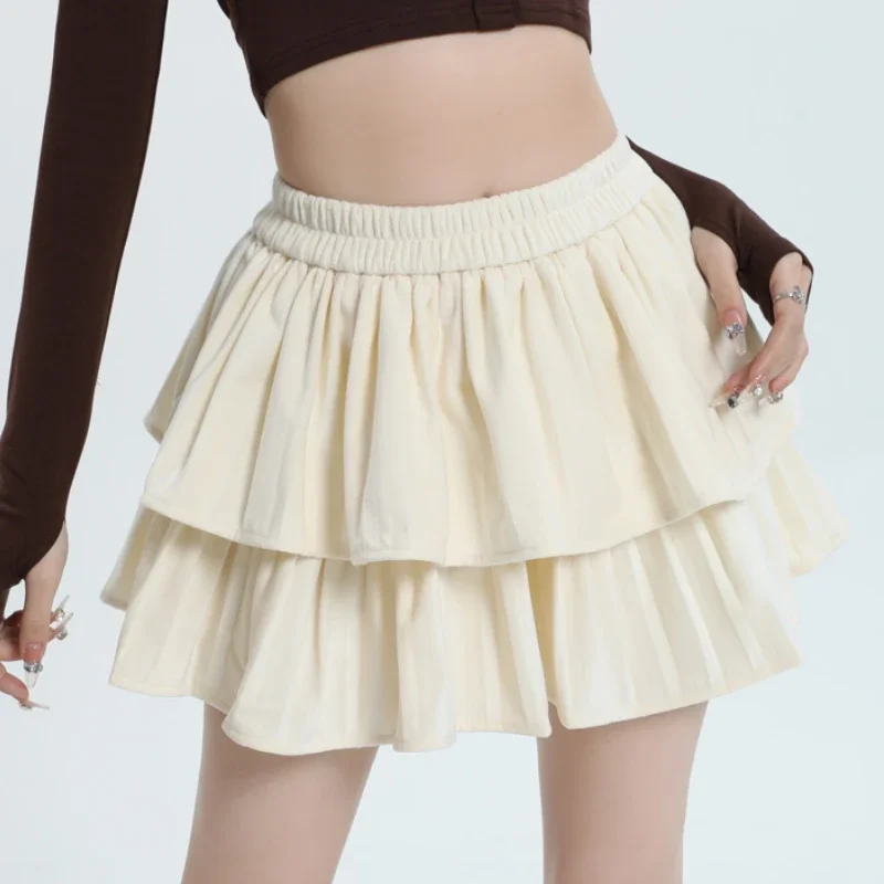 Slim Velvet Korean High-waisted Skirts Women 2024 Autumn and Winter New Solid Color Versatile Girls Y2k Mini Skirt Female