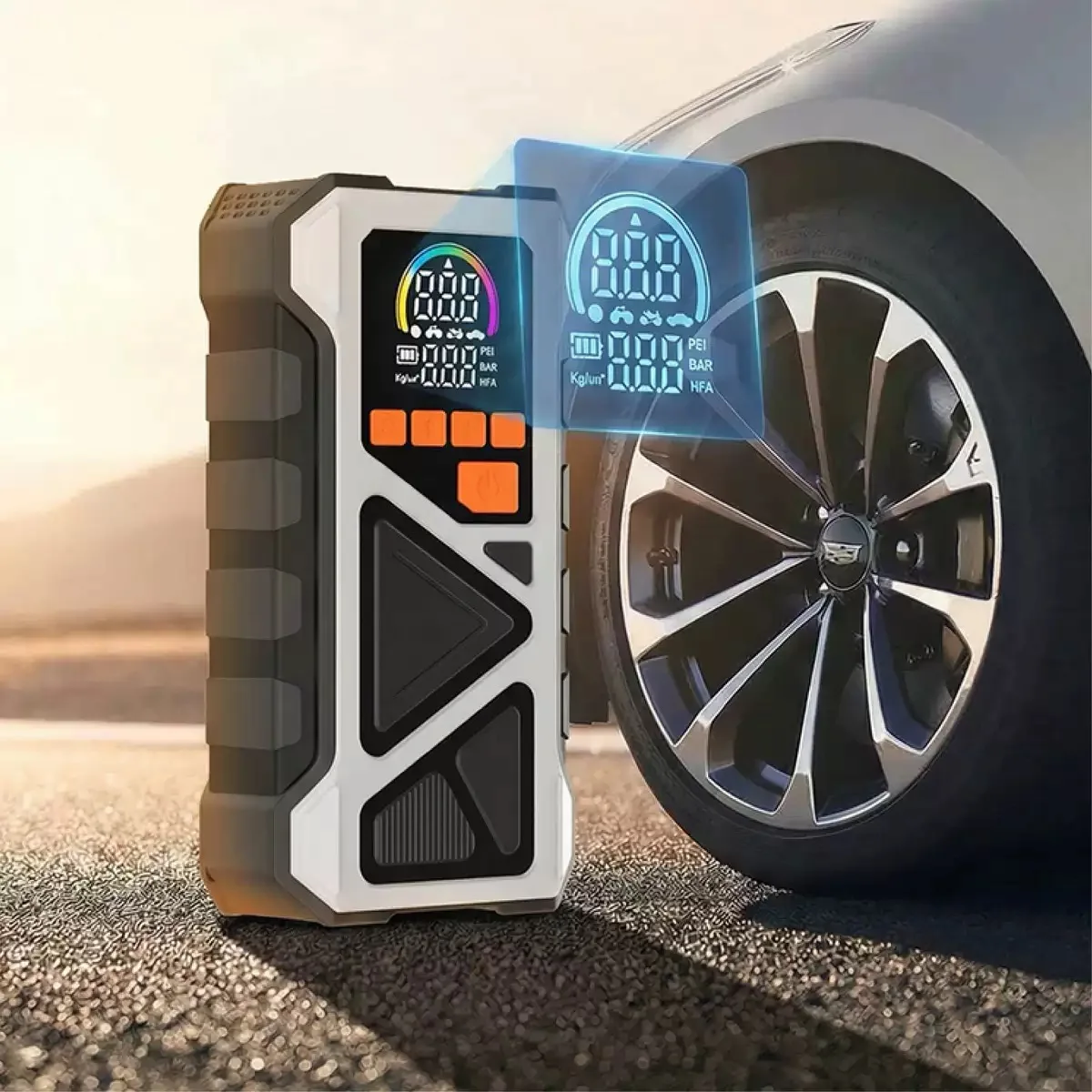4-IN-1 Car Jump Starter with Air Compressor Car Auto Battery Booster Device150PSI Air Pump Portable Power Bank Tire Inflator