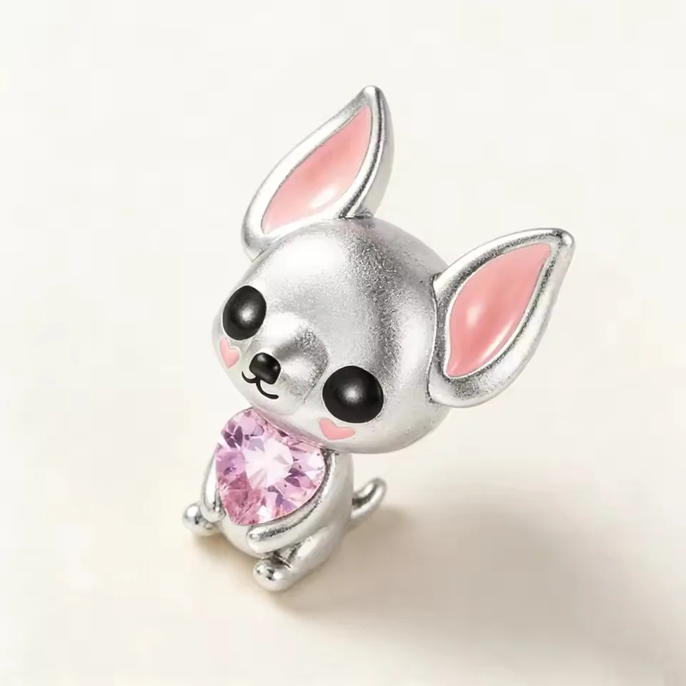 S925 Silver Cartoon Character Charm Fairy Swan Cactus Mushroom Zircon Spaced Bead DIY Women's Bracelet Jewelry Accessories