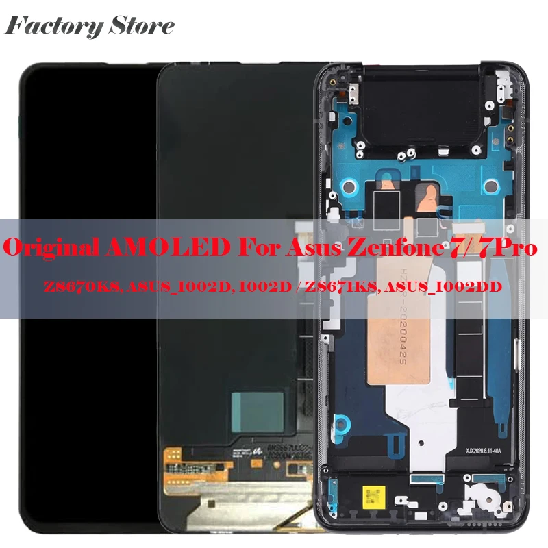 Original For Asus Zenfone 7 ZS670KS Zenfone 7 Pro ZS670KL ZS671KL ZS670 AMOLED LCD Display Touch Screen Replacement Assembly