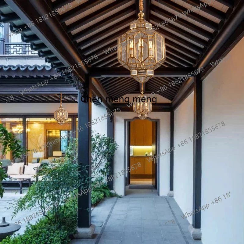 All copper entry chandelier, villa door chandelier, balcony light, gazebo corridor, sun room chandelier, outdoor waterproof.