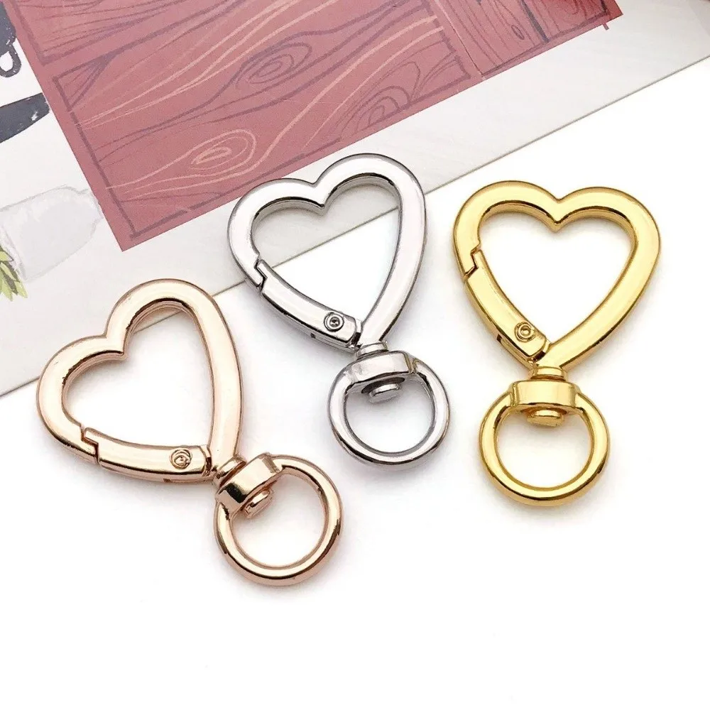 Alloy Material Heart Spring Gate Rings Heart Shape Rotation Design Dog Chain Buckles Snap Closure Trigger Clip