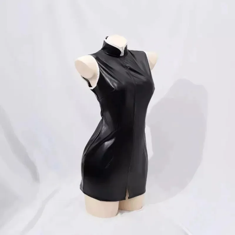 

asdh8@Misato cosplay Costume Red Jacket and Black dress Outfits Leather with Purple Wigs for Women Halloween Party