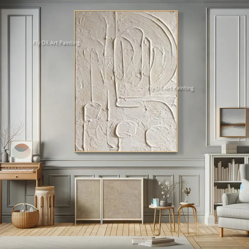 

Ручная роспись, новый оригинальный дизайн, произведение искусства на холсте, набор из двух чистого бежевого цвета, простая картина маслом на холсте для домашнего декора стен в качестве подарков