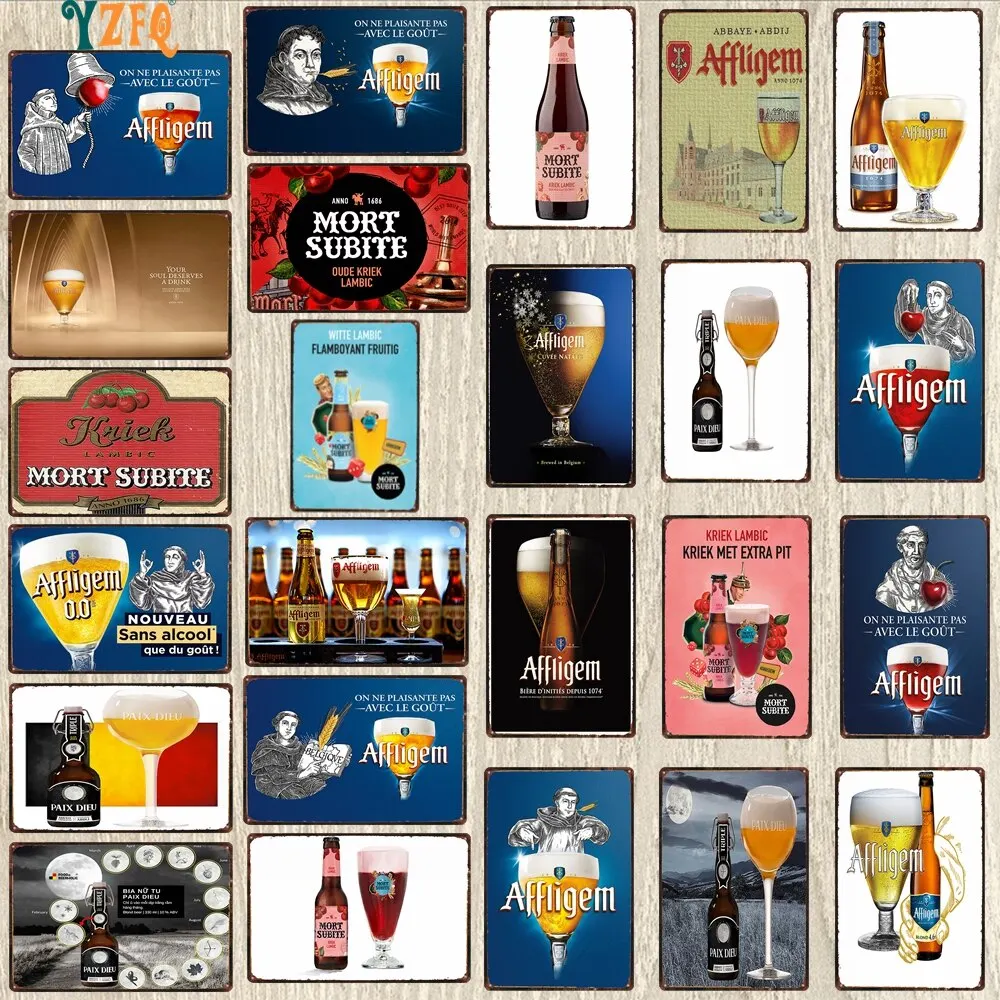 Vintage Belgian Beer Metal Plate Aluminum Sign  Wall Bar Home Art Decor  Retro Kitchen Poster