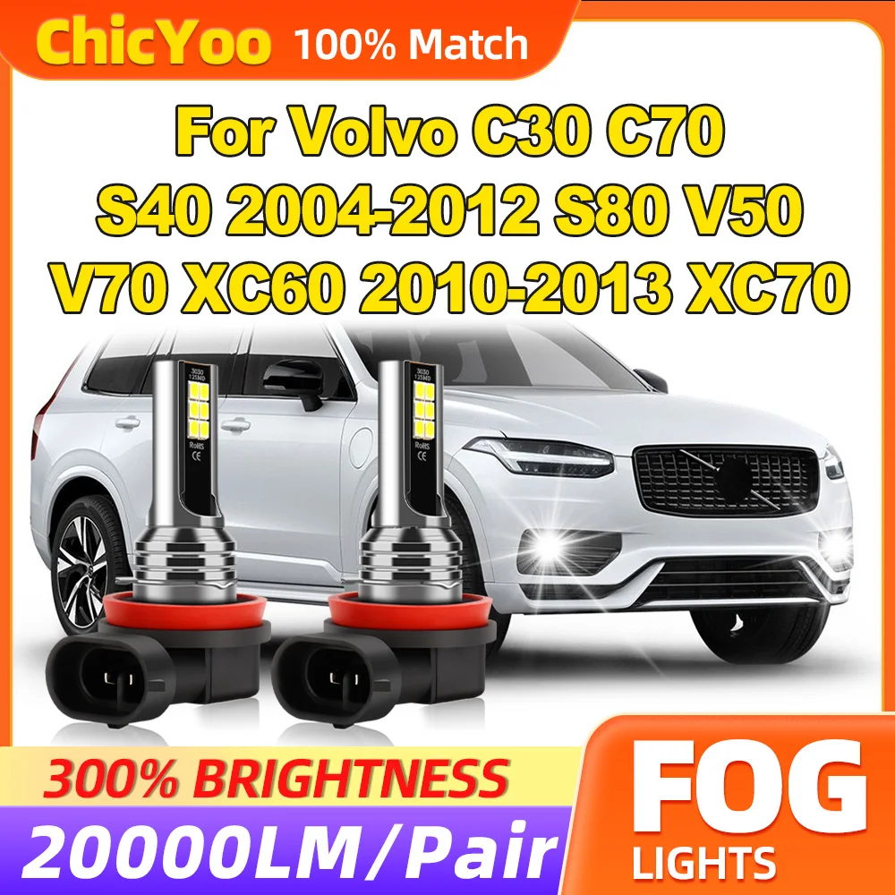 

20000LM Fog Lamp Bulbs 60W Fog Lights 12V 6000K White For Volvo C30 C70 S40 2004-2012 S80 V50 V70 XC60 2010 2011 2012 2013 XC70