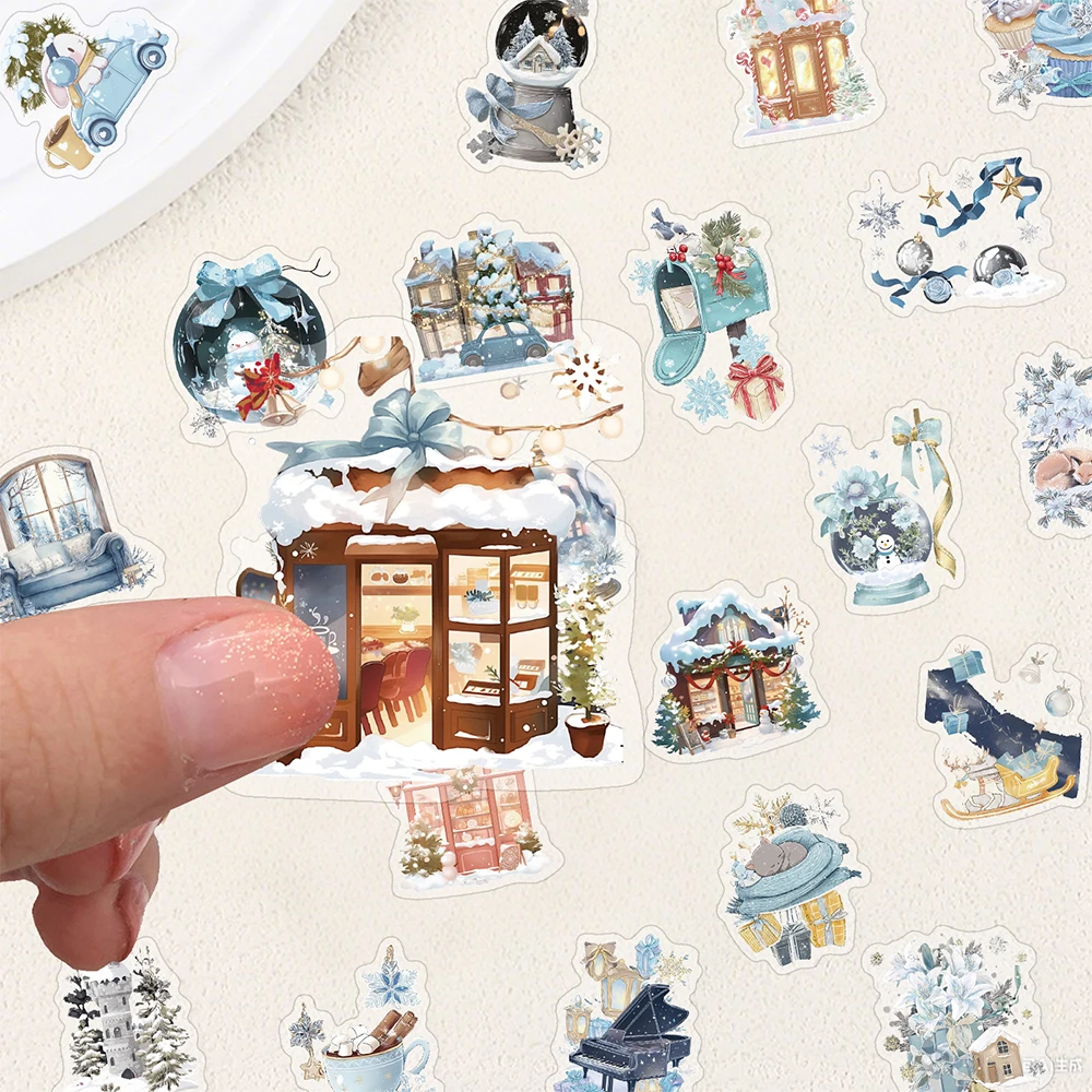 

10/30/50pcs White Winter Watercolor Theme Stickers Transparent Aesthetic Graffiti Decals Laptop Phone Luggage Sticker Wholesale