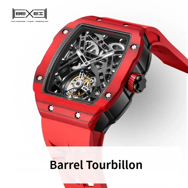 9089 manual mechanical  men tourbillon watchs skeleton synthetic sapphire waterproof BX-053 movement Reserve 72H