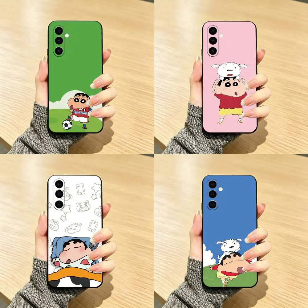 Amines C-Crayon Shins-C-chan  Phone Case Black Silicone Soft For Samsung Galaxy A73,A72,A71,A70,A53,A52,A51
