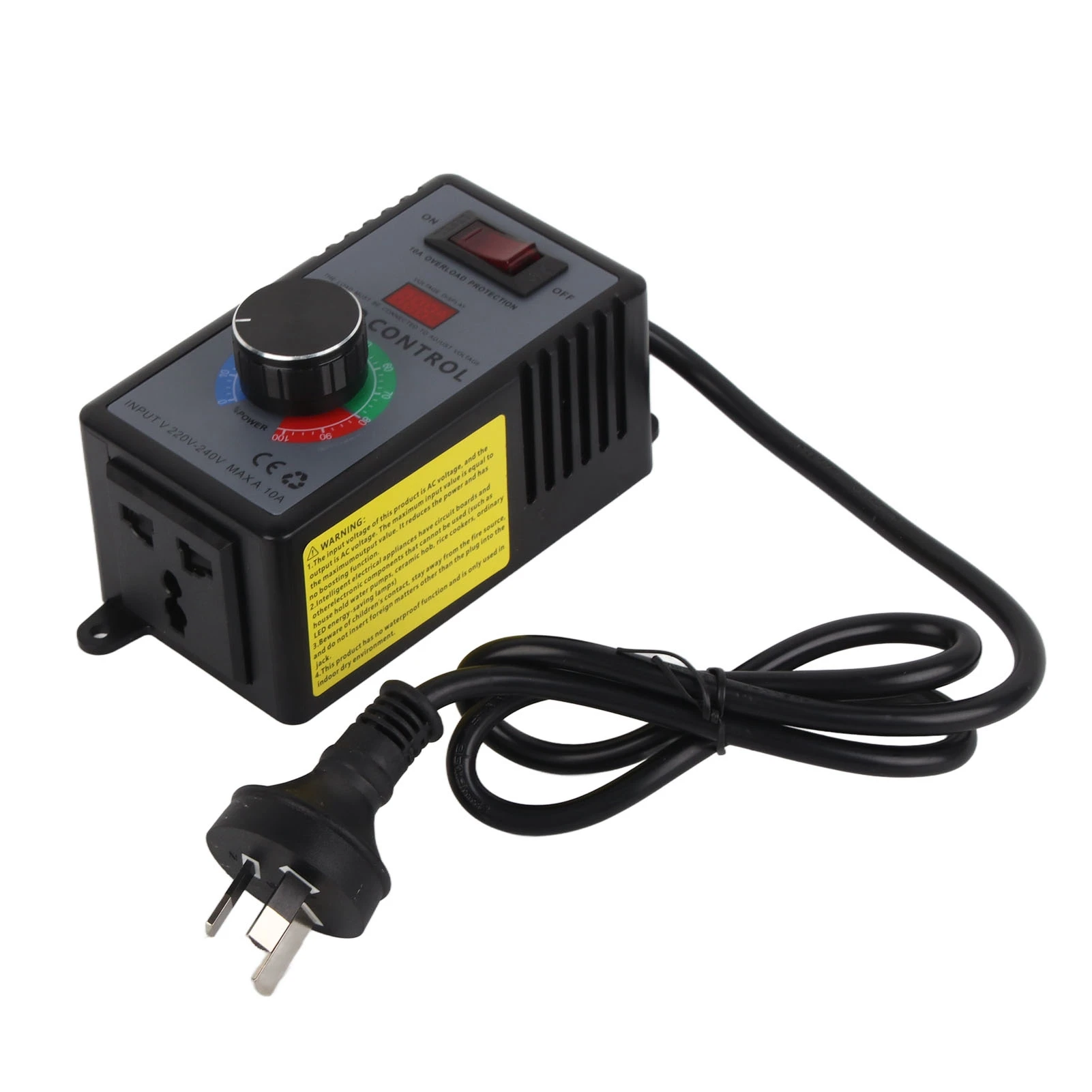 Controlador de velocidad del motor de CA 10A 0-220VAC Salida AC220-240V Entrada AU Regulador de velocidad del ventilador variable con protección contra sobrecarga