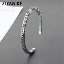 XIYANIKE Silver Color Minimalist Dots Pattern Bracelet For Women Men Fashion Fine Jewelry Couple Present Cеребро