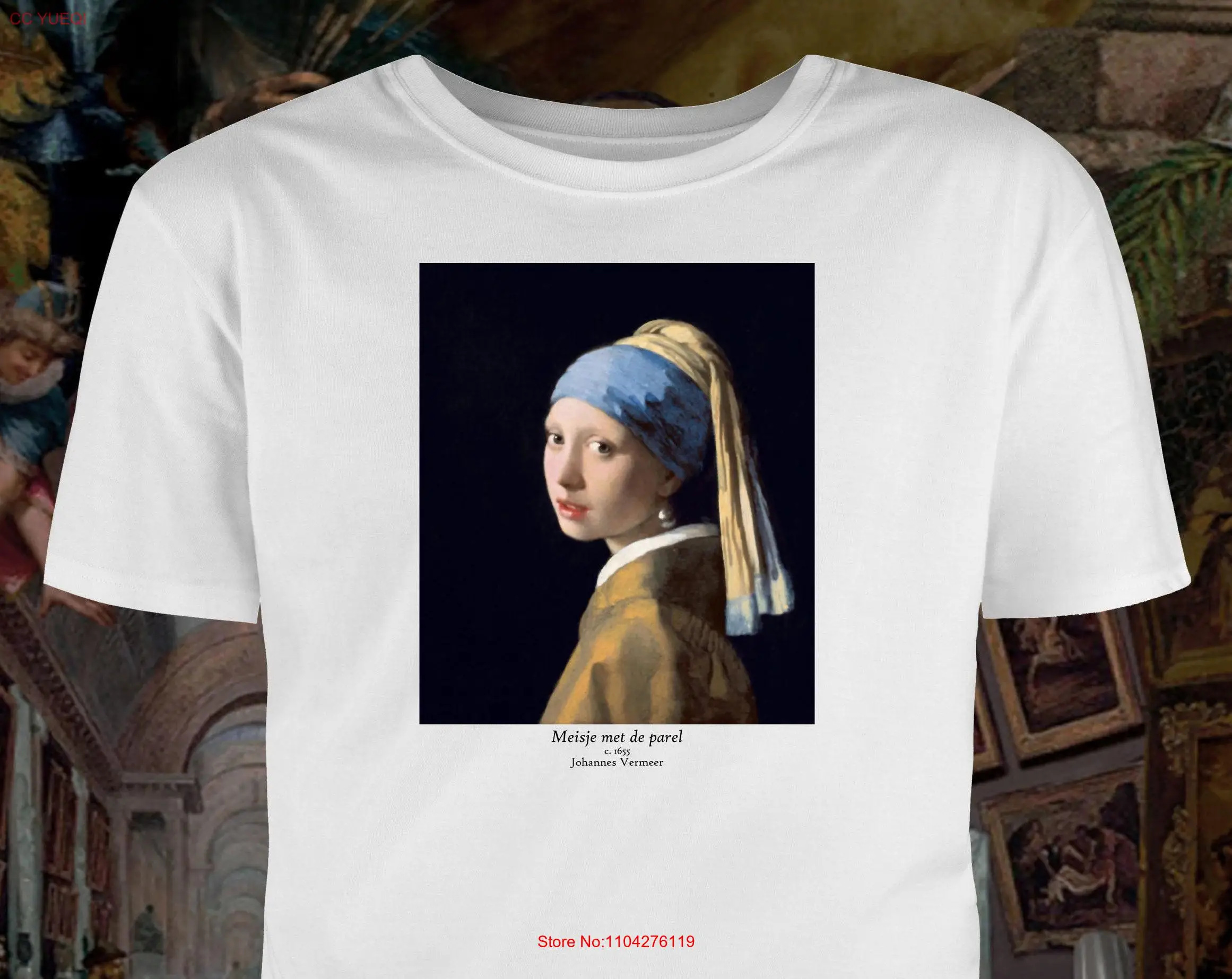 Girl With A Pearl Earring Fine Art T Shirt Johannes Vermeer Artistic Wearable Dutch Artist for Her Girlfriend