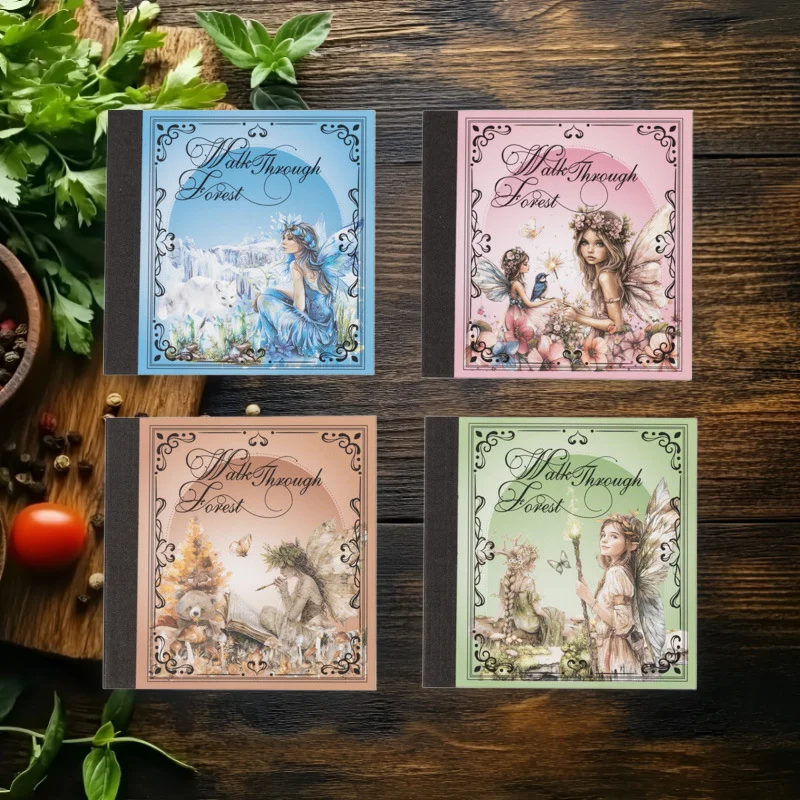 1 Packung/2 Packung 20 Blatt/Packung Through the Forest Together Series Forest Fairy Dual Material Gestanzte Aufkleberbücher 4 Designs