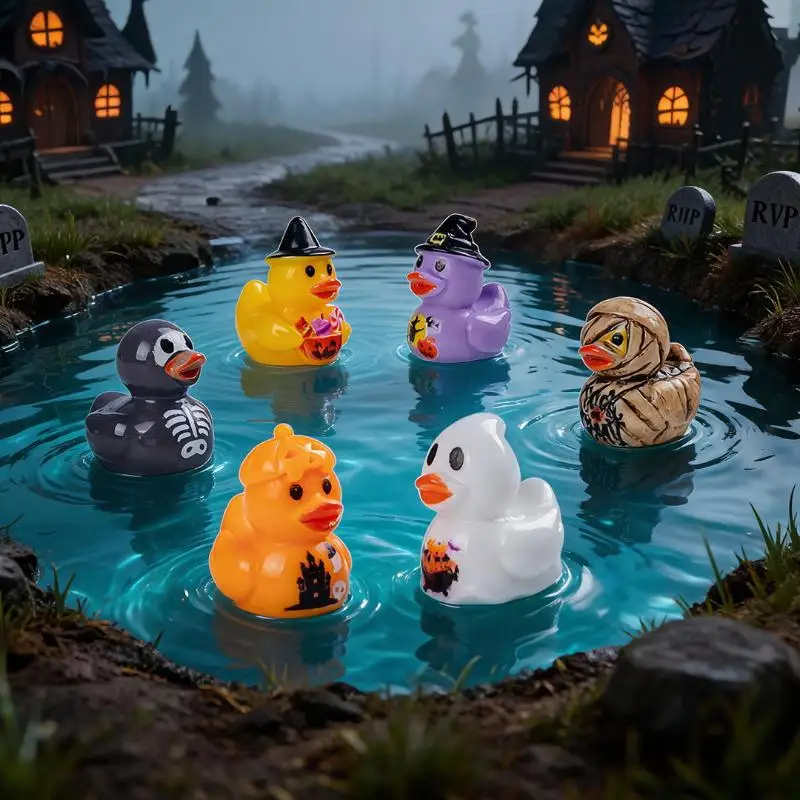 10pcs Halloween Mini Ghost Duck Resin Charms Multistyle Tiny Duck Figurine DIY Home Decor Accessories Micro Landscape Ornament