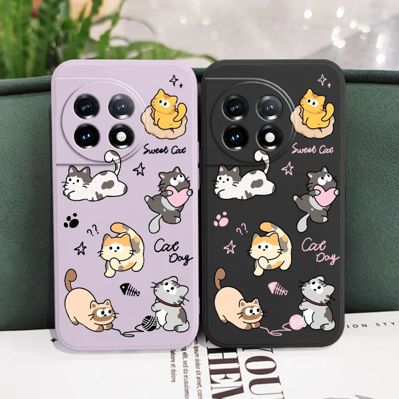 Cat String Ball Phone Case For Oneplus 12 12R 11 11R 10 10R 10T 9R 9RT 9 8T 8 7 7T Pro 5G Liquid Silicone Cover - Image 6